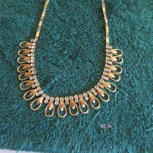 Gold Tone Necklace with Diamond Accents